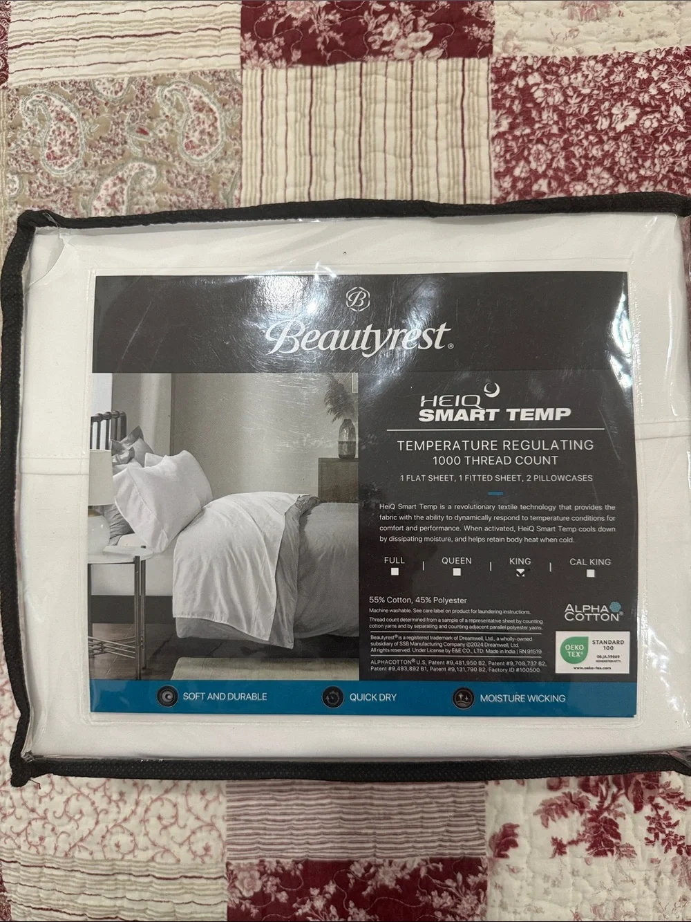 Beautyrest HeiQ SmartTemp White 1000 TC Sheet Set - Queen